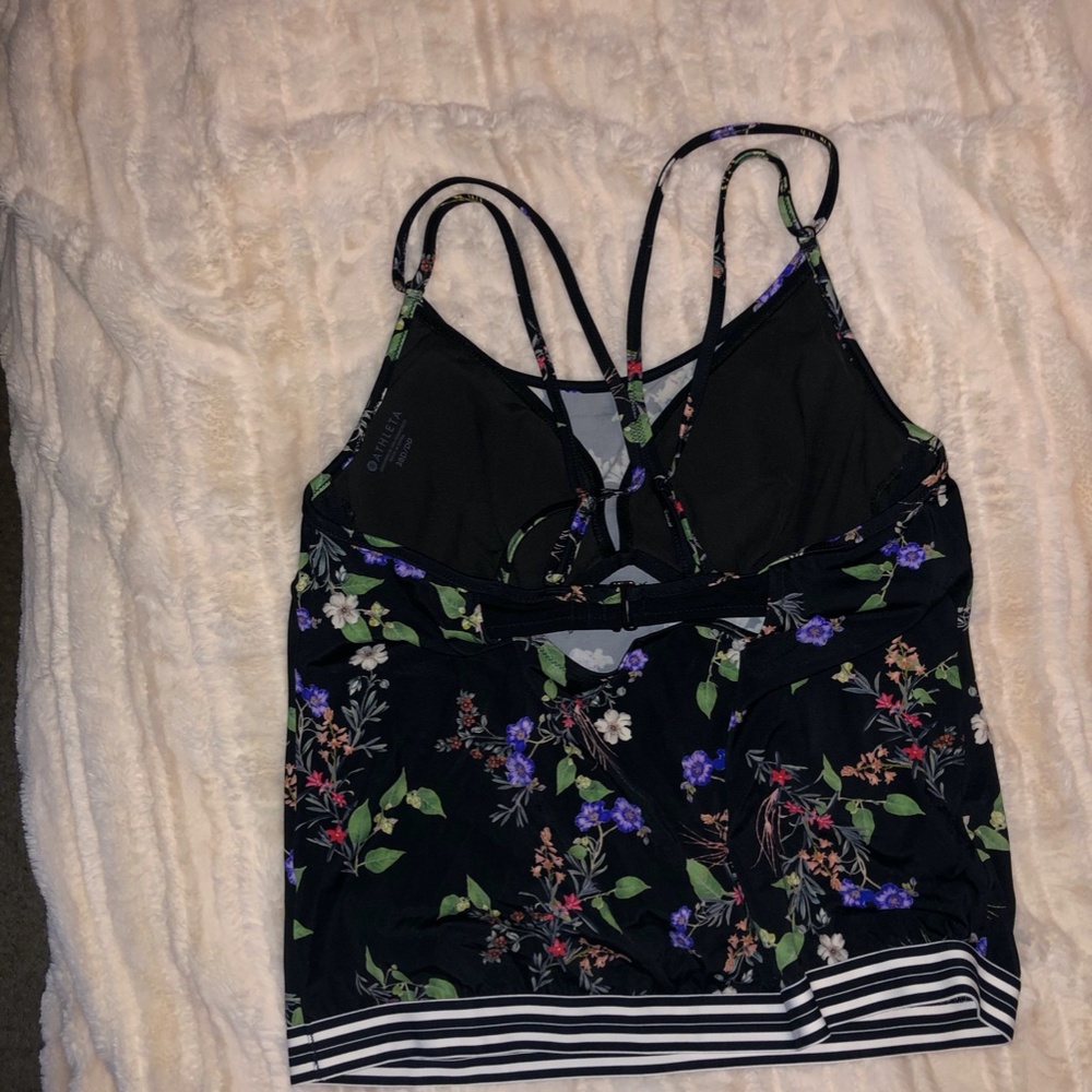 Women's Athleta black floral strappy swim Tankini, bra size 38D/DD - Picture 6 of 9